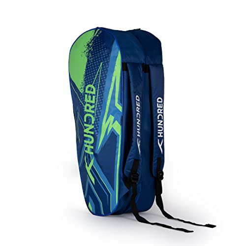 HUNDRED Zest Badminton and Tennis Racquet Kit Bag | Material: Polyester | Multiple Compartment with Side Pouch | Easy-Carry Handle | Padded Back Straps | Front Zipper Pocket (Royal Blue, 6 in 1) von HUNDRED