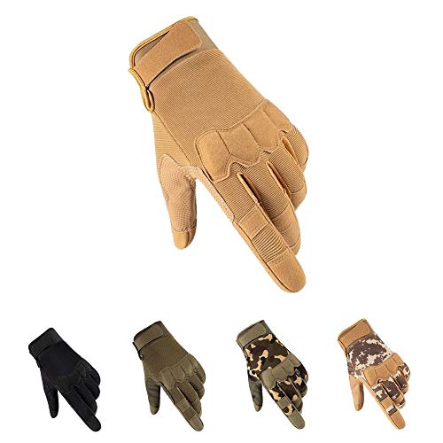 HYCOPROT Fingerless Tactical Gloves, Knöchelschutz Atmungsaktive leichte Outdoor-Militärhandschuhe zum Schießen, Jagen, Motorradfahren, Klettern (Gelb-1, Large) von HYCOPROT