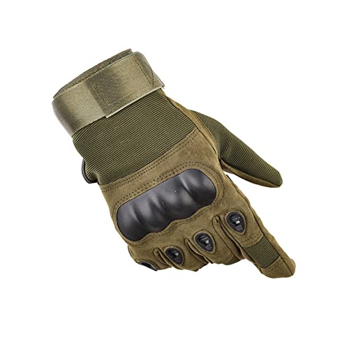 HYCOPROT Taktische Vollfinger Handschuhe, Touchscreen-Knöchelschutz, atmungsaktive, leichte Outdoor-Militärhandschuhe zum Schießen, Jagen, Motorradfahren, Klettern (Grün-1, S) von HYCOPROT