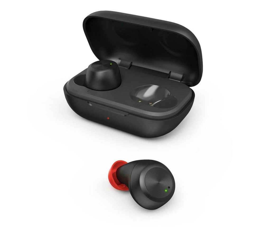 Hama Bluetooth-Kopfhörer True Wireless In-Ear Sprachsteuerung Bluetooth-Kopfhörer (Freisprechfunktion, Sprachsteuerung, True Wireless, integrierte Steuerung für Anrufe und Musik, kompatibel mit Siri, Google Now, Google Assistant, Siri, A2DP Bluetooth, AVRCP Bluetooth, HFP, ultraleicht, IPX 4 Spritzwasserschutz, für Sport und Alltag, Ladebox) von Hama