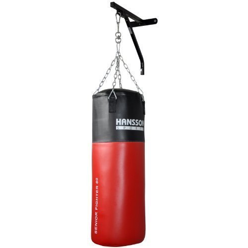 Hansson.Sports Boxsack gefüllt 25kg 80x30cm mit Wandhalter, Stahlkette & Drehwirbel von Hansson.Sports