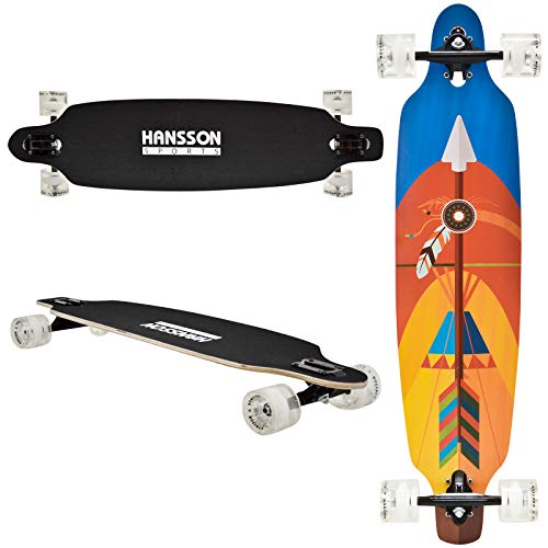 Hansson.Sports Top Longboard Komplett Skateboard Long Board 99cm (39 inch). 2 Motive zur Wahl (Motiv:Pfeil) von Hansson.Sports