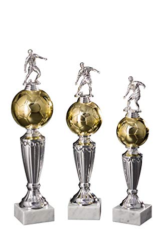 Henecka Fussball-Pokal, Fußballtrophäe, Gold-Silber, mit Wunschgravur, Größe 37 cm von Henecka