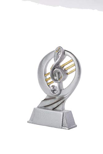 Henecka Gesang Musik-Pokal, Resinfigur Musik, Silber mit Gold, mit Wunschgravur, Größe 17 cm von Henecka