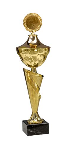 Henecka Pokal Serie Smilla, Gold, mit Wunschgravur und auswählbarem Sport-Emblem, Größe 43 cm von Henecka