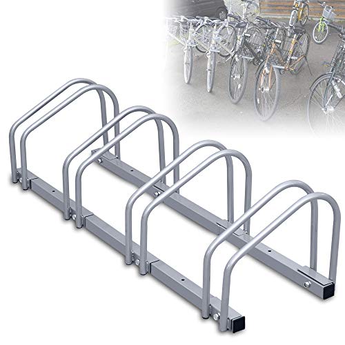 Herrselsam Fahrradständer für bis zu 4 Fahrräder mit Reifenbreiten bis 55 mm Bodenständer Platzsparend Fahrradhalter Rostschutz für Fahrrad von Herrselsam