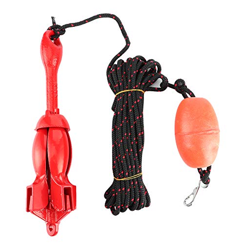 Hlyjoon Bootsanker-Kit ， Faltbare Anker-Kit 1,5 kg Roter Universal-Edelstahl-Grapnel für Bootsjacht-Kajak-Cano-Grapnel-Ankersatz mit Tragetasche von Hlyjoon