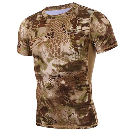 Tactical Shirt Kurzarm Camo Armee-runde Kragen Anti-UV Transpiration Im Freien Sport Tranning Hemd Waistcoat (Color : HLD, Size : XXL) von Homeilteds