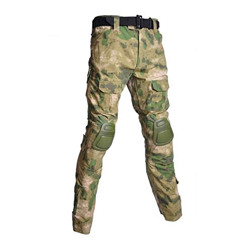 Taktische Militäruniform Anzüge Camouflage Schießen Jagd Shirts Hosen mit Elbow Knieschützer CS Paintball-Kleidung eingestelltes Waistcoat (Color : Atacs fg Pants, Size : M) von Homeilteds