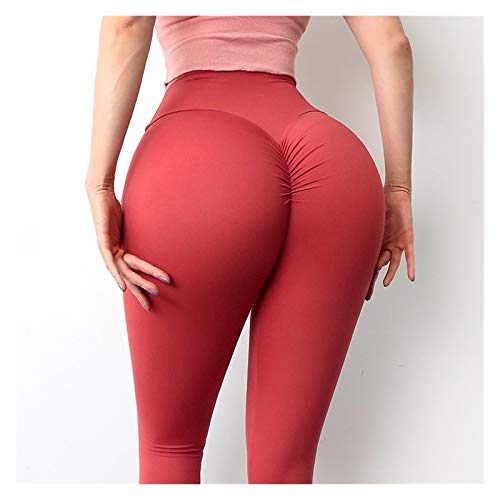 Yoga Hosen Frauen Leggings Für Fitness Nylon Hohe Taille Lange Hosen Hüfte Push Up Strumpfhosen Skinny (Color : Cayenne Red, Size : M.) von Homeilteds