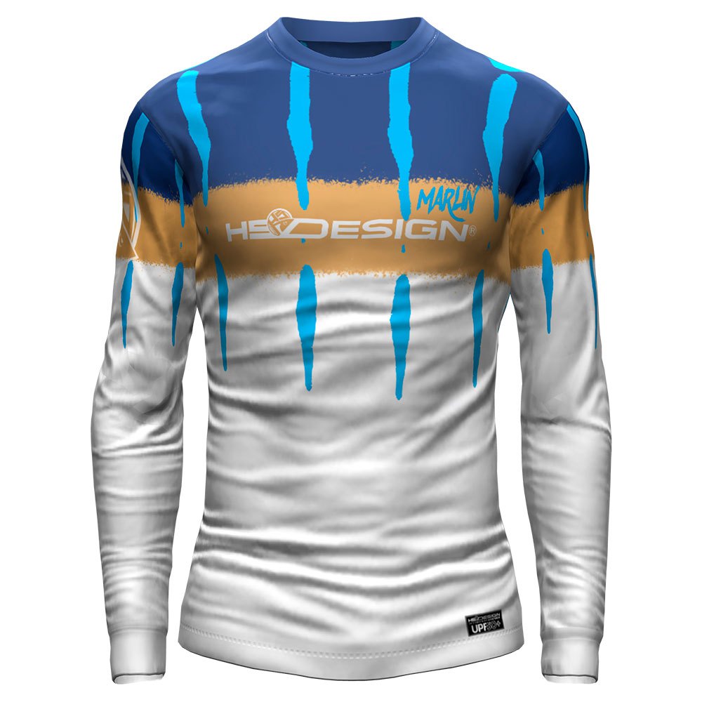 Hotspot Design Ocean Performance Marlin Long Sleeve T-shirt Weiß,Blau 3XL Mann von Hotspot Design