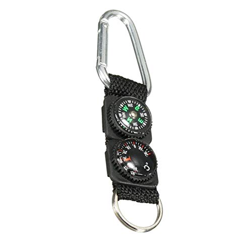 Kompass Keychain Tasche Compass Outdoor Carabiner Thermometer Mini Multifunktionales Survival Tool Für Outdoor Sport Wandern Camping Schwarz von HoveeLuty