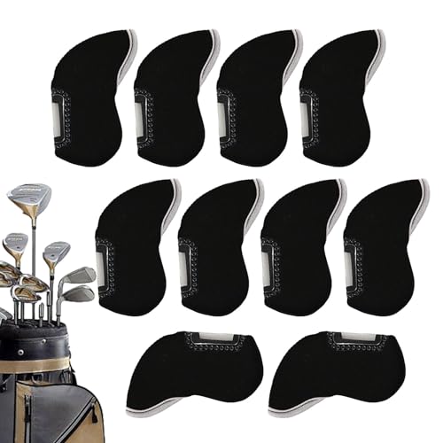 Humdcdy Schlägerkopfhüllen für Golfschläger,Golfschlägerhüllen - Transparente Golfschlägerkopfhüllen - 10 Stück Tauchstoff-Golfkeil-Eisenabdeckungen, schützende Golf-Eisenkopfabdeckungen, passend für von Humdcdy