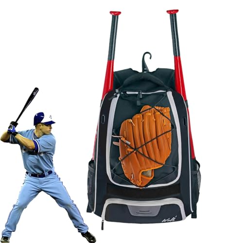 Baseball-Rucksack für Jungen, Baseball-Rucksack mit Schuhfach, Softball-Ausrüstung, Backpac, Schlägertasche mit gepolsterten Schultergurten, große Kapazität, Jugend-Baseball-Rucksack für Helme von Humkopnl