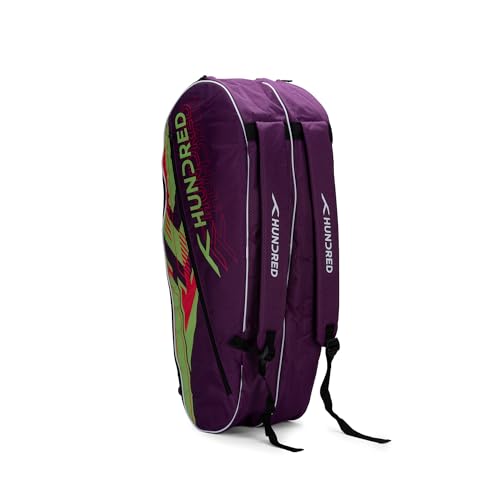 Hundred Strike Badminton and Tennis Racquet Kit Bag (Purple) Material Polyester Multiple Compartment with Side Pouch Easy-Carry Handle Padded Back Straps Front Zipper Pocket (Red, 6 in 1) von Hundred