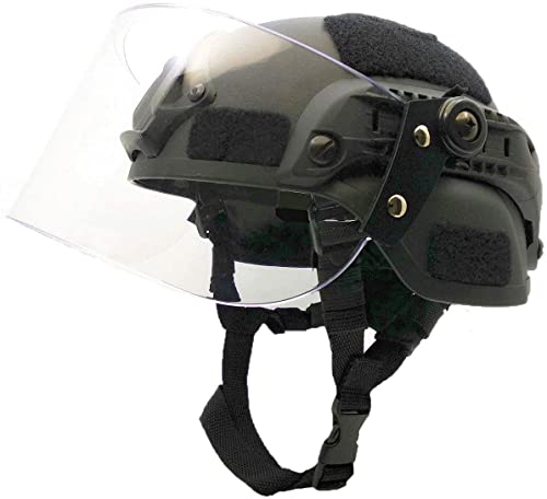 Hunting Explorer Airsoft MICH 2000 ACH Taktischer Helm mit klarem Visier, NVG-Halterung und Seitenschiene von Hunting Explorer