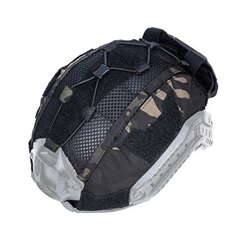 IDOGEAR House Taktische Helmtasche mit Tasche Akku NVG Helm Gegengewicht für Fast Helmet Größe M/L/XL Helm Zubehör (Medium, Multi-camo Schwarz) von IDOGEAR