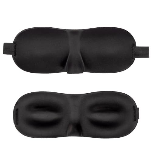 INTIRILIFE Augenmaske in SCHWARZ - 26 x 9 x 2 cm - Ergonomisch Vorgeformte Unisex Schlafmaske für erholsamen Schlaf - Passgenau auf der Nase und mehr Platzfreiheit für Augen und Wimpern von INTIRILIFE