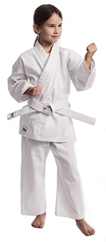 IPPONGEAR Ippon Gear Club 2 Karate Gi Set Einsteiger Karateanzug Kinder Anzug inkl weißem Gürtel [Größe 100 I Schnürbund I 220gr/m² (8 oz) Stoffdichte] weiß von IPPONGEAR
