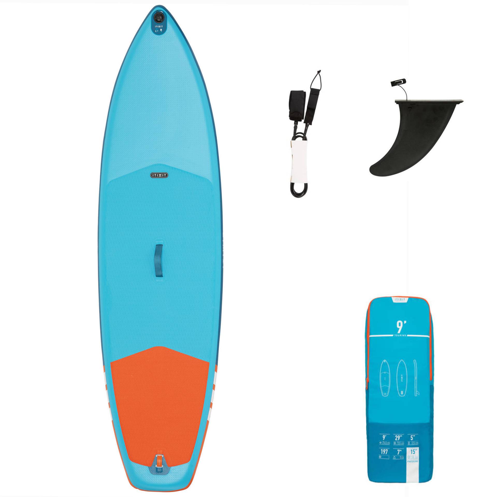 SUP-Board Stand Up Paddle aufblasbar X100 Touring 9' Einsteiger blau/orange von ITIWIT