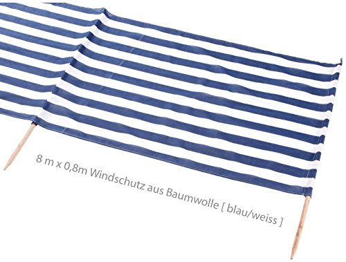 Idena Beach Wind Screen/Windschutz 8 Meter x 80 cm [ blau/weiss ] von Idena