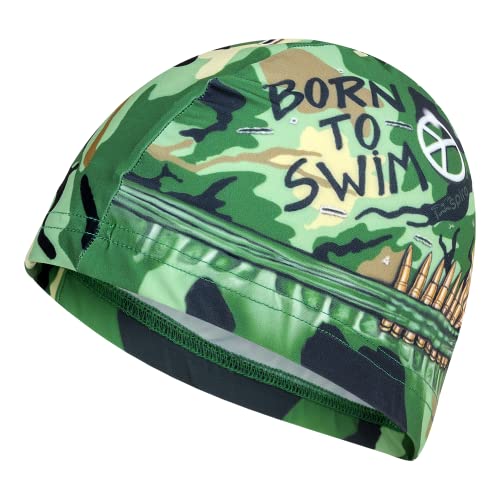 Stoffschwimmkappe Born to Swim | Grün | Schwimmkappe | Bademütze | Badekappe | Bademütze | Badekappe | Kunst und Schwimmen … von Imspira