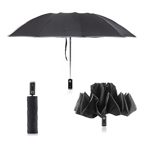 InnovaGoods® Umkehrbarer faltbarer LED-Regenschirm Folbrella, öffnet und schließt umgekehrt, mit LED-Licht für mehr Sicherheit, ideal für Zuhause und im Freien. von InnovaGoods