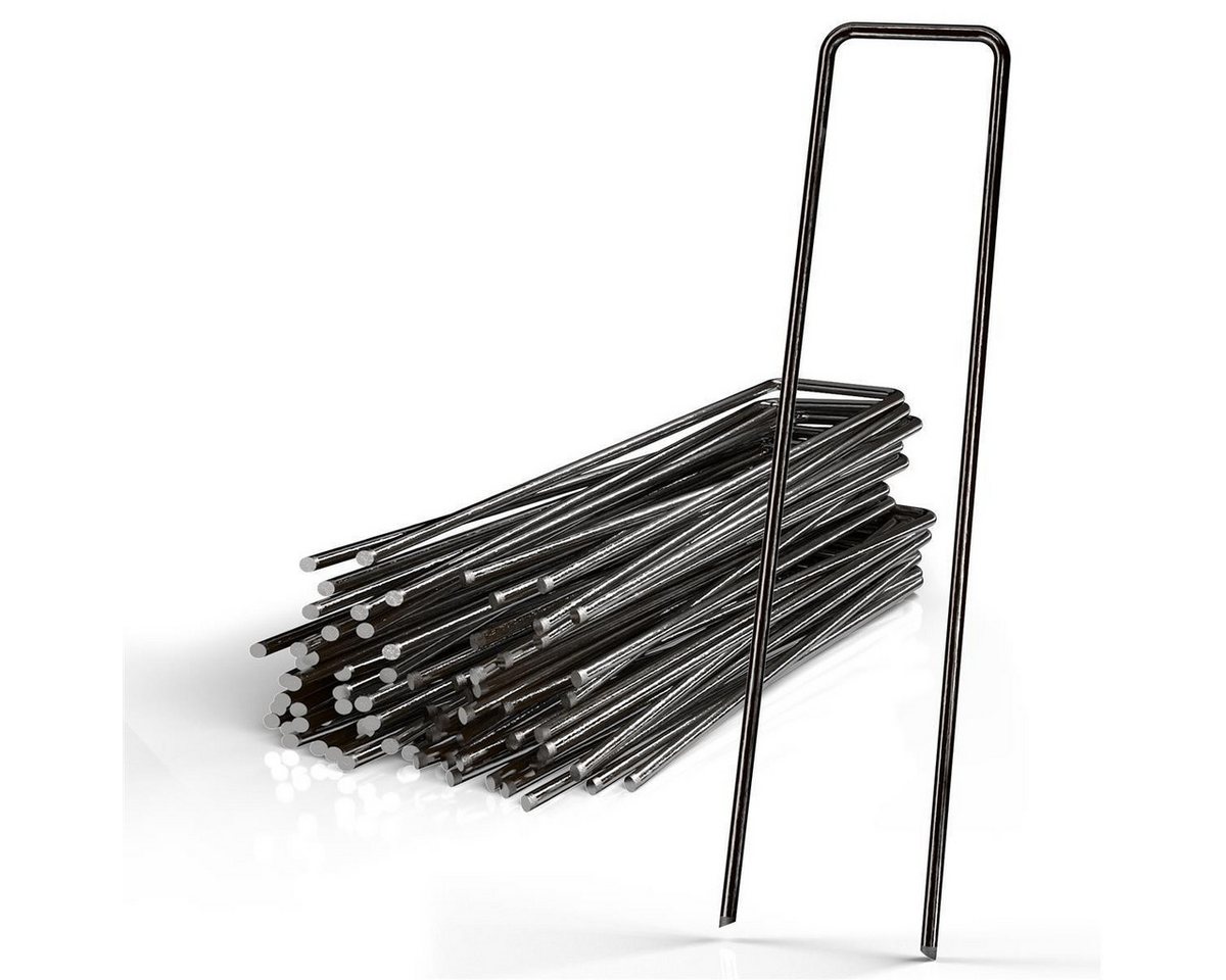 Intirilife Zelthering, (50 x Erdanker 150 x 25 x 2,7 mm, 50-St), aus schwarzem Stahl Rostfrei - Unkrautvlies Befestigung von Intirilife