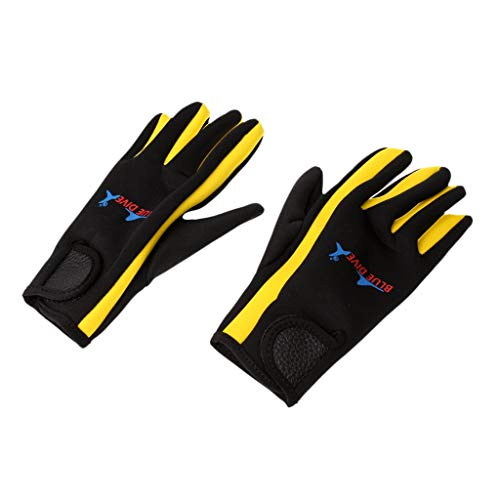 Inzopo 1 Paar 1,5 mm Neopren-Handschuhe für Herren und Damen, elastisch, bequem, warm, rutschfest, für Tauchen, Surfen, Winter, Schwimmen, Gelb und Schwarz, Größe M von Inzopo