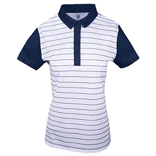 Island Green Damen Golf-Poloshirt, kontrastierende Ärmel, atmungsaktiv, feuchtigkeitsableitend, flexibel, Marineblau/Weiß von Island Green