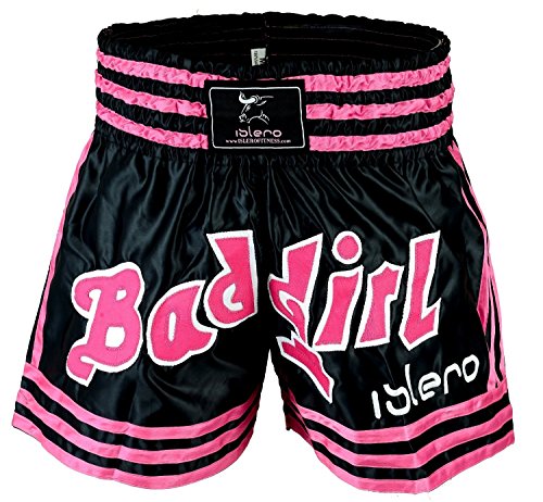 Islero Damen/Mädchen Muay Thai Shorts für Kampfsport, Kick Boxing, Kampfausrüstung für Frauen, XL von Islero Fitness