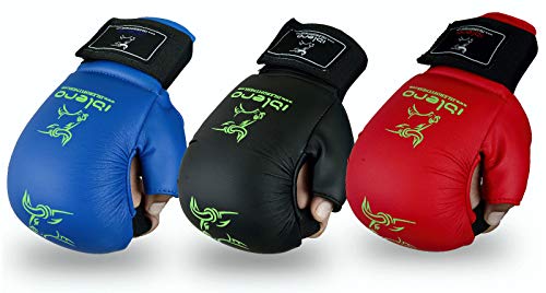Islero Karate-Sparring-Handschuhe aus Polyurethan, Gel-Handschuhe für MMA, Judo Taekwondo, Jiu-Jitsu, Kampfsport, rot, S von Islero Fitness