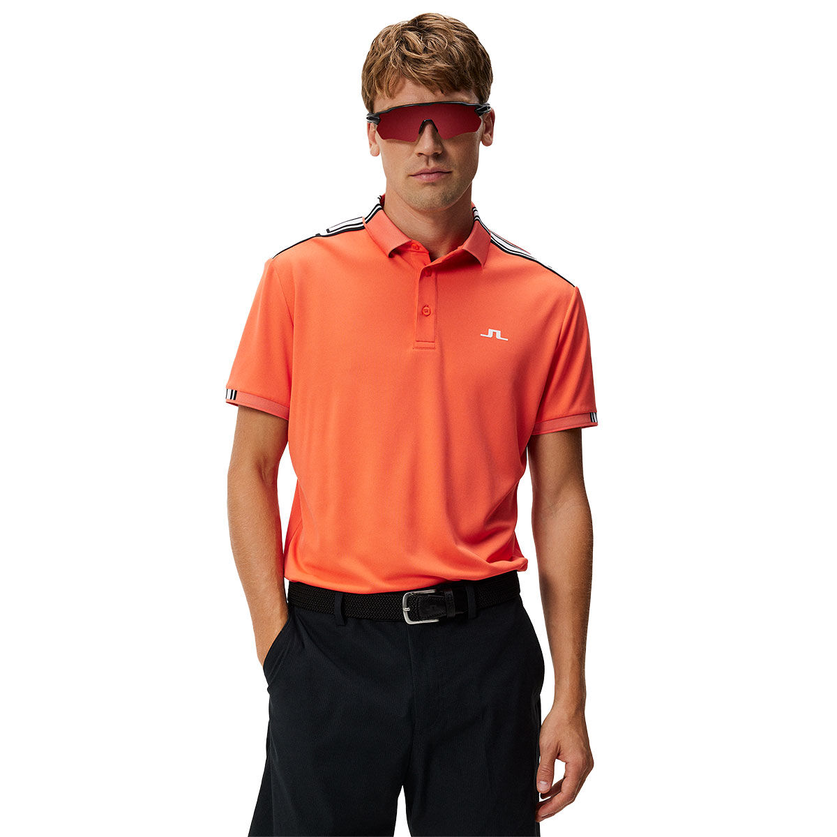 J.Lindeberg Men's Ian Golf Polo Shirt, Mens, Hot coral, Medium | American Golf von J Lindeberg