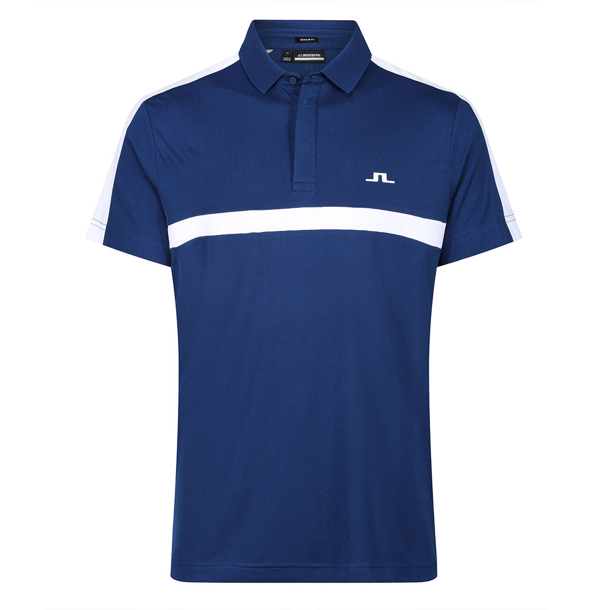 J.Lindeberg Men's Sebastian Chest Stipe Golf Polo Shirt, Mens, Estate blue, Xxl | American Golf von J Lindeberg