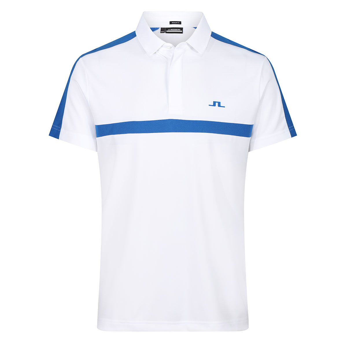 J.Lindeberg Men's Sebastian Chest Stipe Golf Polo Shirt, Mens, White/nautical, Medium | American Golf von J Lindeberg