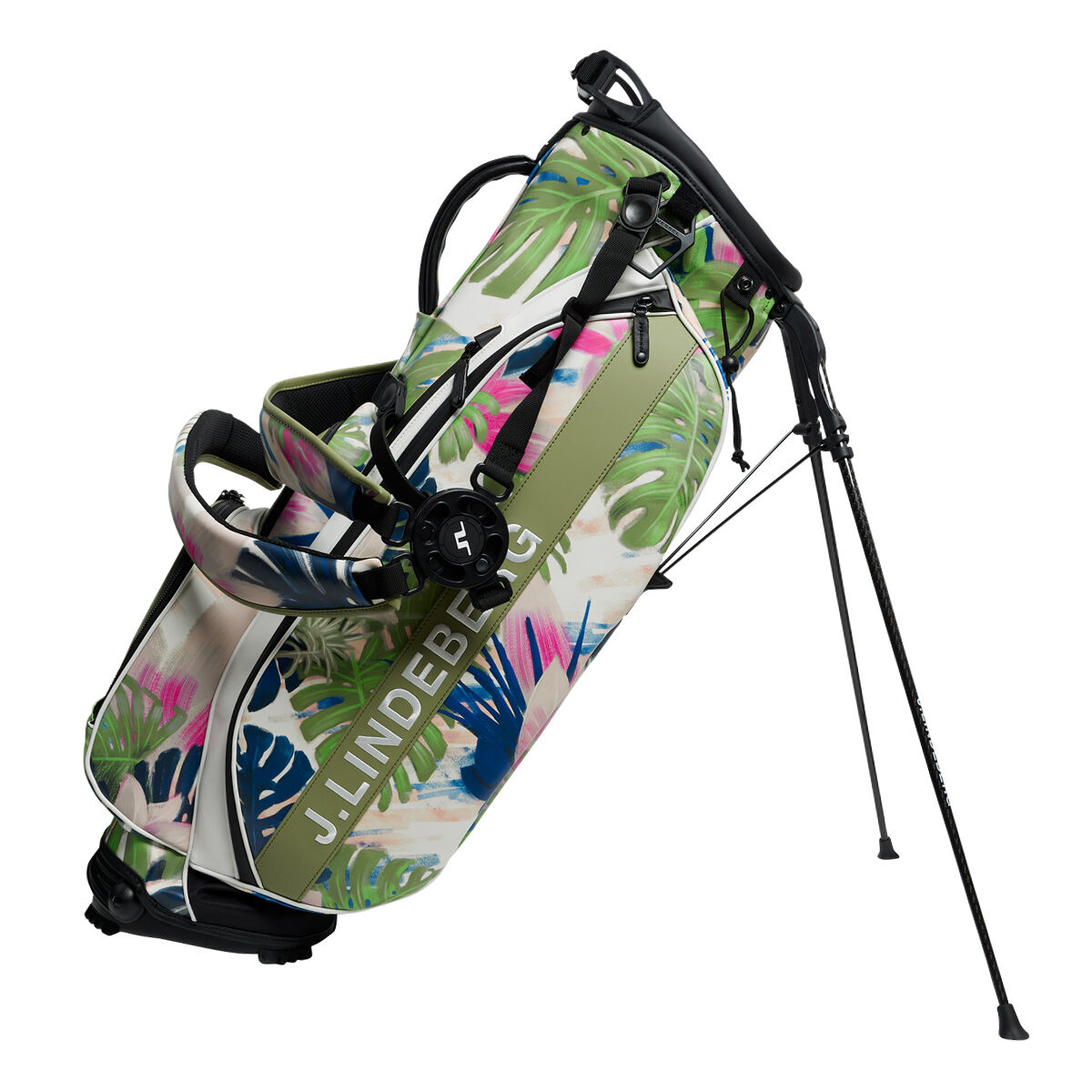 J.Lindeberg Play Print Golf Stand Bag, Calypso oil green | American Golf von J Lindeberg