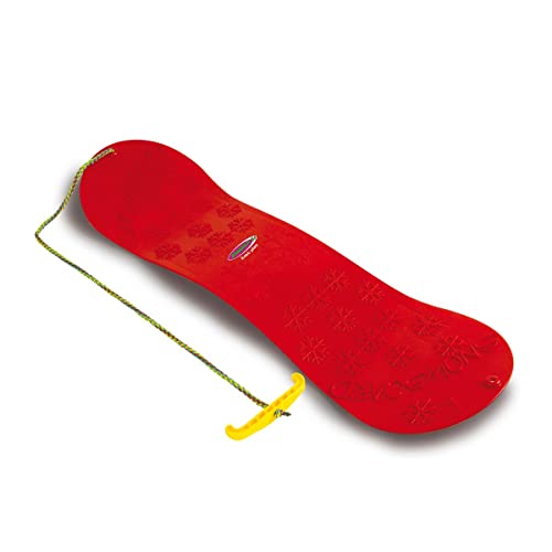 JAMARA 460389 - Snow Play Snowboard 72cm - aerodynamische Bauweise, Ziehschnur mit Griff, extra glatte Rutschfläche auf der Unterseite mit Gleitkufen, Anti Rutsch Oberfläche auf der Oberseite, rot von JAMARA