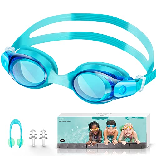 Schwimmbrille Kinder für 4-16 Jahren,Taucherbrille für Jungen und Mädchen,Anti UV-Schutz Kein Leck Schwimmbrillen mit Ohrstöpsel und Nasenclip von JATEKA