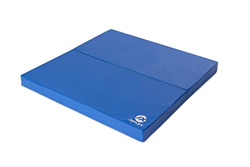 Jeflex - blaue klappbare Weichbodenmatte & Turnmatte 100 x 100 x 8 cm MADE IN GERMANY/faltbare Gymnastikmatte/platzsparende Fitnessmatte & faltbare Yogamatte/dicke Sportmatte für Kinderzimmer von Jeflex