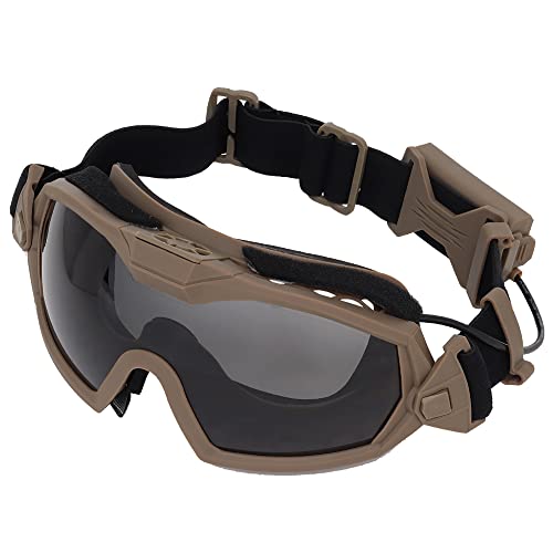 Airsoft Goggles Anti Fog Taktisch Fan Version Cooler Brillen Regulator Paintball Schutzbrillen für CS Schießen Jagd Ski Bike Sport (Tan) von JEIMAI