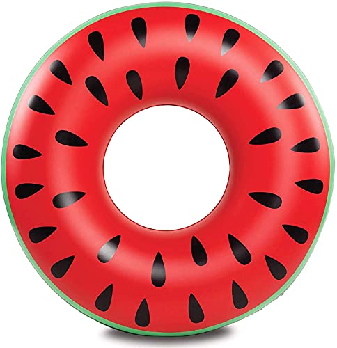 Schwimmreifen für Erwachsene Donut Schwimmring 120cm Aufblasbare Donut Wassermelone Rot Schwimmring Schwimmreif Wasserring Luftmatratze Wasserspielzeug Schwimmkissen für Pool Strand von JIAHG