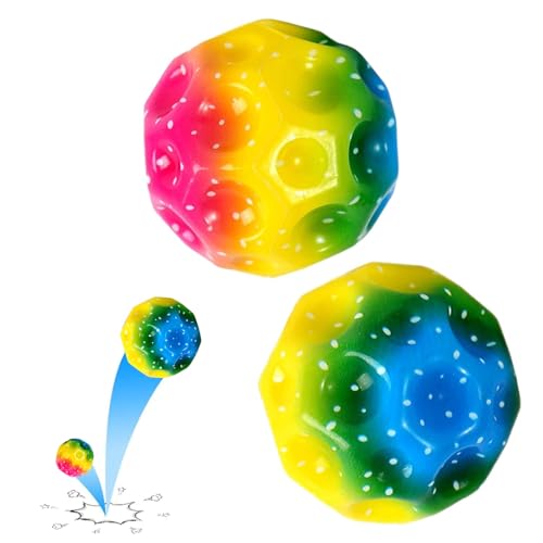 JOKILY Moon Ball, Mini Jump Ball,Regenbogen Moon Ball,Jump Ball, 6.6 cm Super High Bouncing Lightweight für Kinder Springen Ball, Hüpfbälle, Bouncy Balls, Interaktives Spielzeug zum Stressabbau (A) von JOKILY