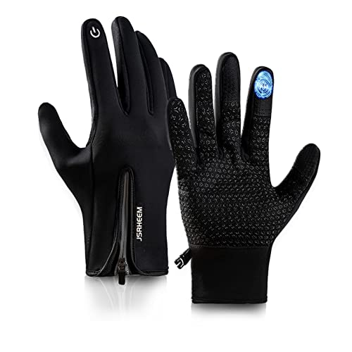 JSRHEEM Winterhandschuhe, Touchscreen Handschuhe, Mountainbike Handschuhe, Warme Fahrradhandschuhe für männer Frauen, Anti-Rutsch Wasserabweisende (Schwarz, S) von JSRHEEM
