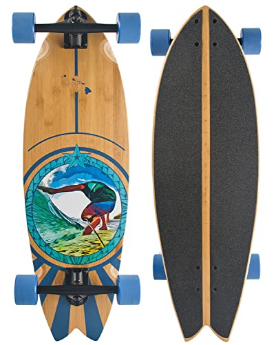 JUCKER HAWAII Cruiser Pau Hana - Cruiser Skateboard, Cruiserboard mit edlem Bambus Deck im Hawaiian Surf Style von JUCKER HAWAII