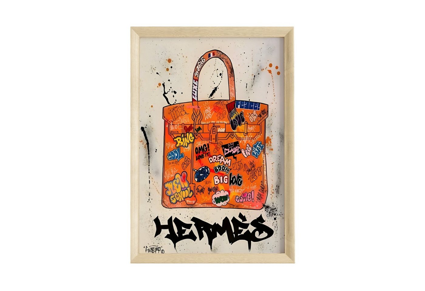 JUSTGOODMOOD Poster Premium ® Handtasche Orange Graffiti Poster · ohne Rahmen von JUSTGOODMOOD