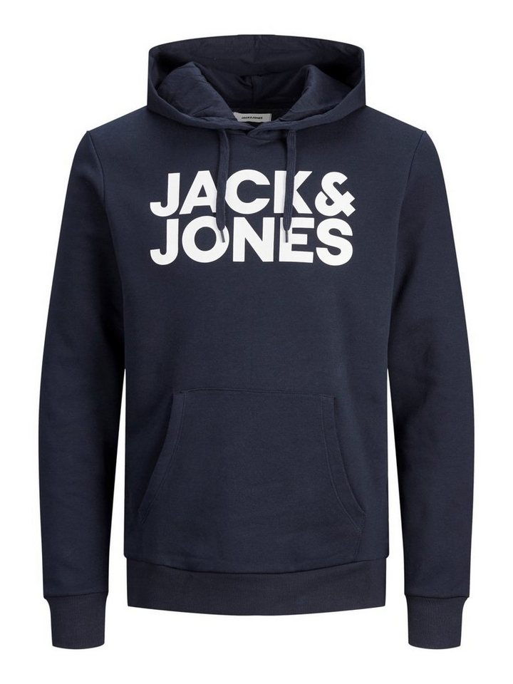 Jack & Jones Kapuzenpullover Herren Hoodie JJECORP Regular Fit Logoprint Sweatshirt mit Kängurutasche von Jack & Jones