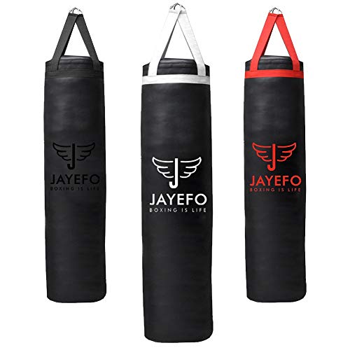 Jayefo Sport-Boxsack, zum Aufhängen, für MMA, Karate, Judo, Muay Thai, Kickboxen, Selbstverteidigung, Training für Training zu Hause oder im Fitnessstudio, 1.2 m – 1.2 m, Weiß von Jayefo