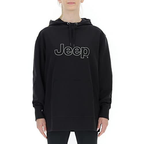 JEEP O102256-B734 J Damen Oversize Kapuzensweatshirt Logo Outline Druck J21W Black/Birch White S von Jeep