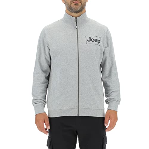 JEEP O102574-G433 J Man Sweatshirt Full Zip Stiched Frame Small Print J22W Light Grey Melange/B M von Jeep