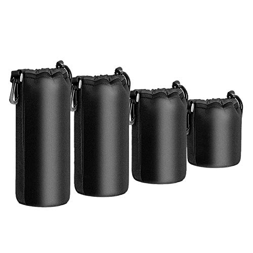 Juwaacoo 4-teiliges Kamerataschen-Set, Objektiv-Tasche, klein, mittel und extra für DSLR-Kamera, Objektiv-Tasche, stoßfest von Juwaacoo
